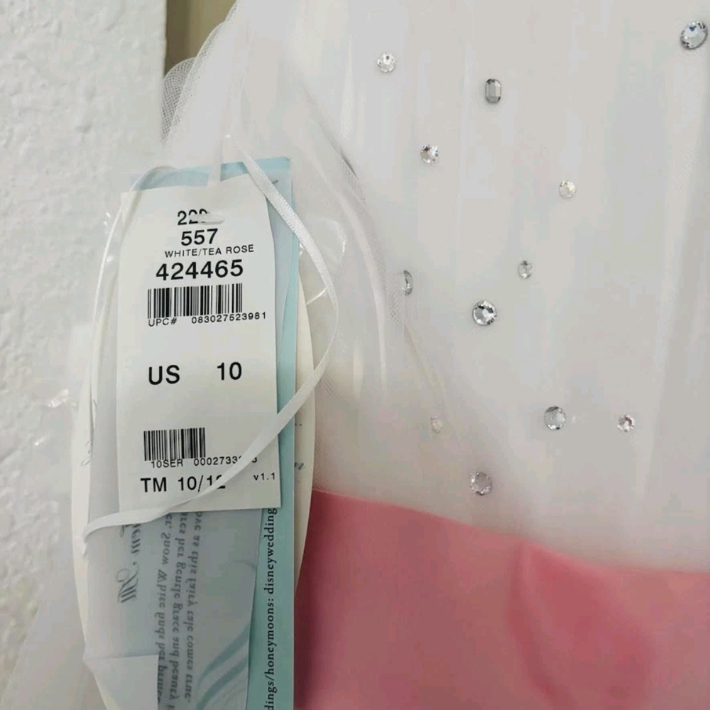Alfred Angelo Snow White Wedding Dress with Pink Accents size 10 NWT - Picture 4 of 10
